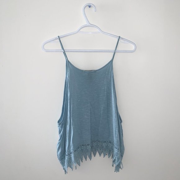 3/$20 lace crochet turquoise mint halter tank M - Picture 2 of 3
